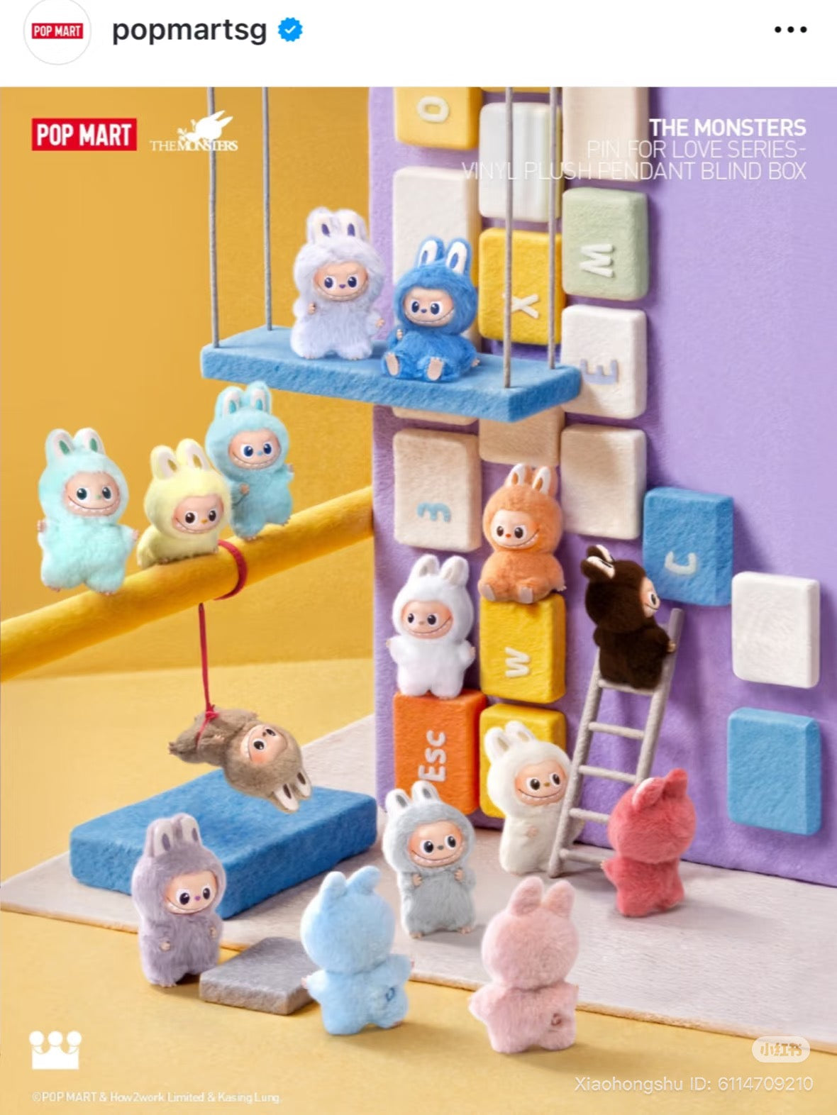 Pop Mart Labubu The Monster PIN FOR LOVE SERIES - Vinyl Plush Pendant blind box